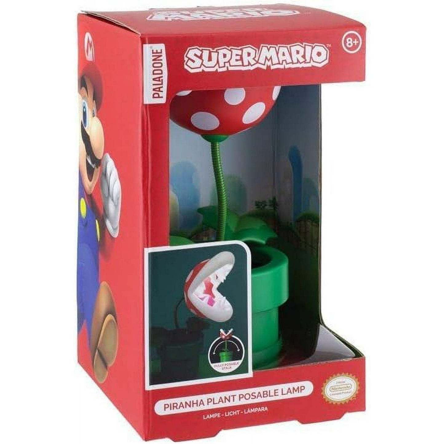 Paladone Super Mario Bros Mini Piranha Plant Lamp Nintendo Room Décor 8.3in Light