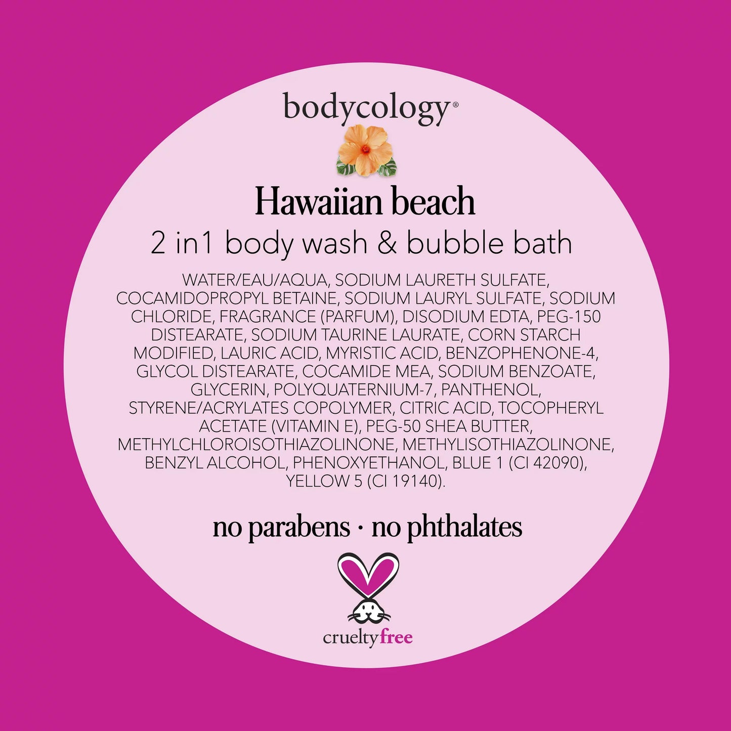 Bodycology Hawaiian Beach 2 n 1 Body Wash & Bubble Bath, 16 oz