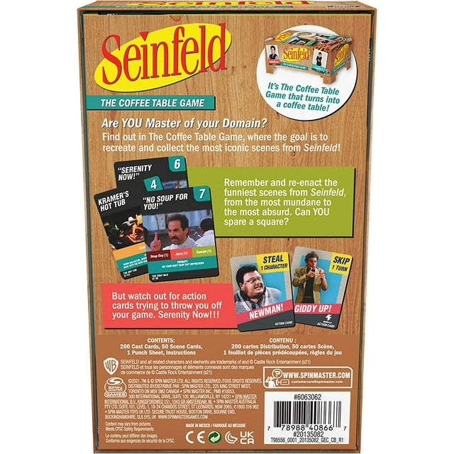 Seinfeld TV Show, The Coffee Table Board Game, Fun and Hilarious Adult Party Game for Ages 12 and up