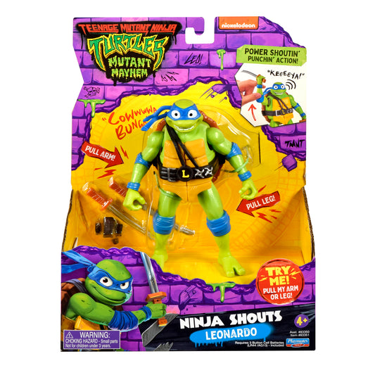 Teenage Mutant Ninja Turtles: Mutant Mayhem 5.5” Leonardo Deluxe Ninja Shouts Figure by Playmates Toys