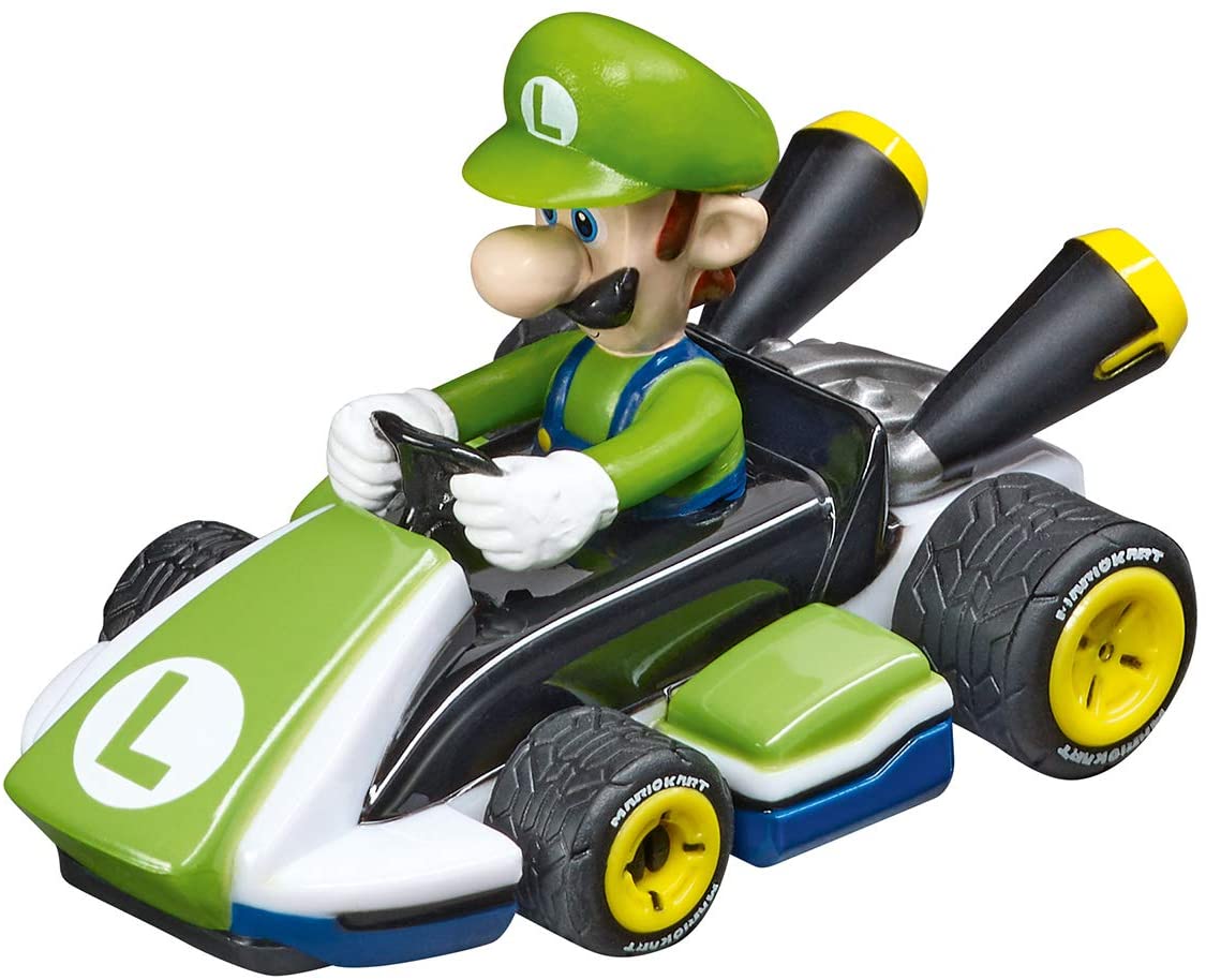 Carrera FIRST Mario Kart Beginner Battery Operated Slot Car Race Track Set featuring Mario versus Luigi