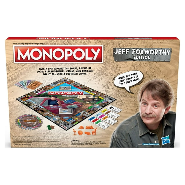 Monopoly Jeff Foxworthy Edition Board Game for Kids and Family Ages 8 and Up, 2-6 Players