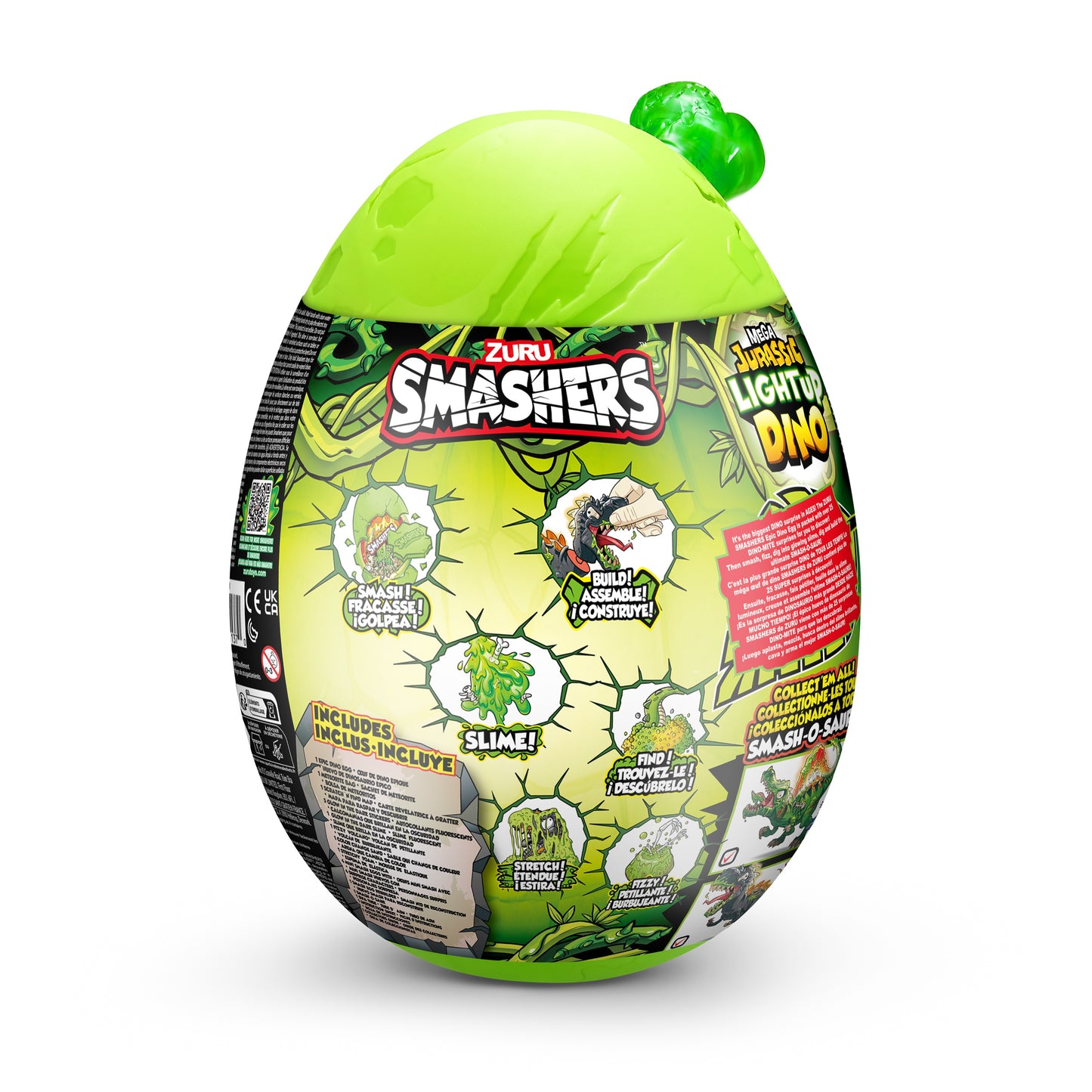 Smashers Mega Jurassic Light up Dino Egg by ZURU T-Rex or Spino Dinosaur Toy for Child 3 Years and up