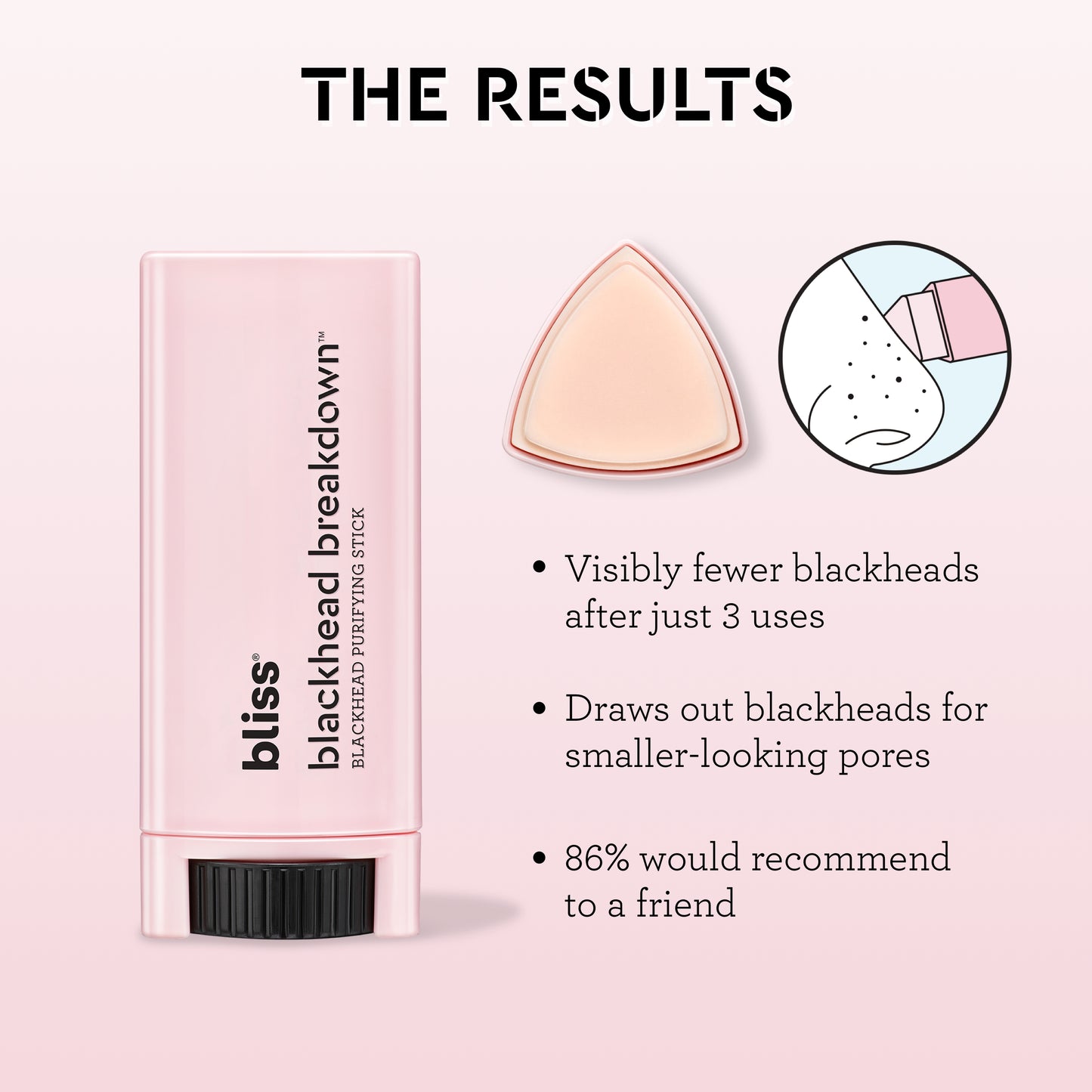 Bliss Blackhead Breakdown™ Blackhead Purifying Facial Treatment Stick with Pink Clay 30+ Uses 0.53oz