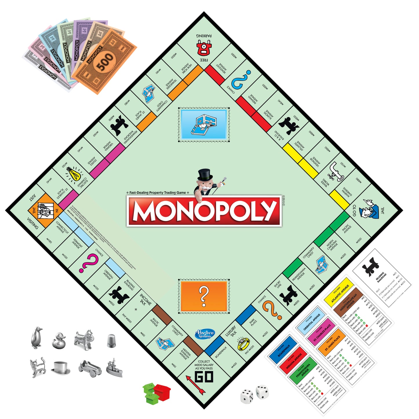 Monopoly Board Game, 2-6 Players, 8 Tokens, Family Games, White Elephant Gifts, Ages 8+