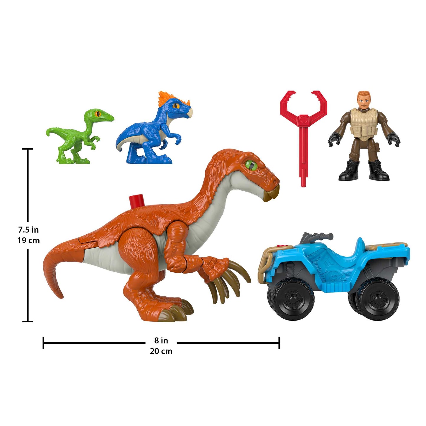 Imaginext Jurassic World Therizinosaurus Compy & Dracorex Figure Set, Dinosaur Scout, 6 Pieces