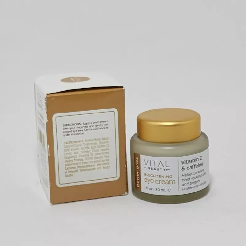 Vital Beauty Power Glow Brightening Anti-aging Eye Cream Vitamin C/Caffeine 1 oz