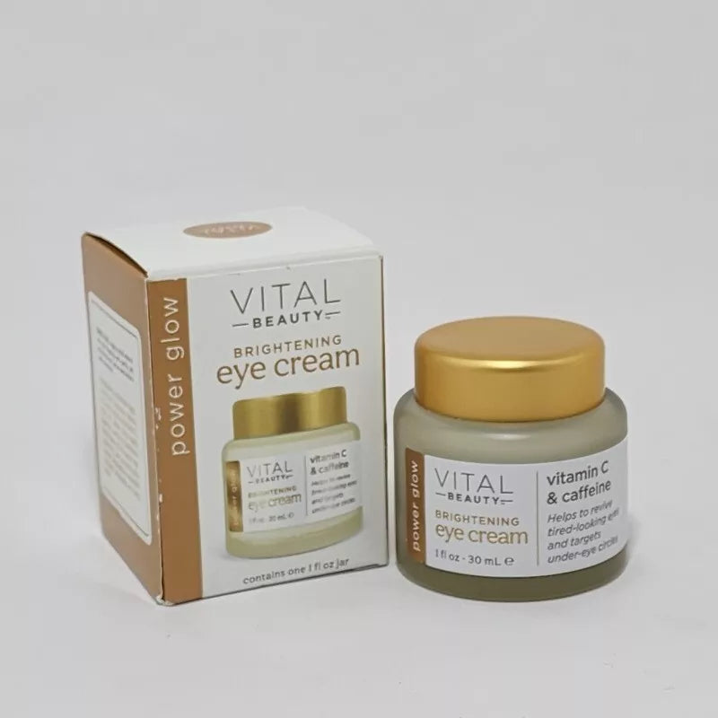 Vital Beauty Power Glow Brightening Anti-aging Eye Cream Vitamin C/Caffeine 1 oz