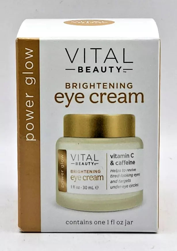 Vital Beauty Power Glow Brightening Anti-aging Eye Cream Vitamin C/Caffeine 1 oz