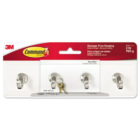 Command Quartz Key Rail  Jumbo  1 Key Rail  6 Strips/Pack  2 pack