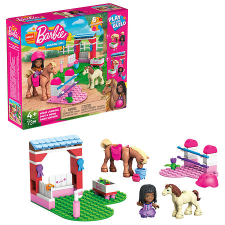 Barbie Pets Horse Jumping Building Playset with Pony, and Micro-Doll