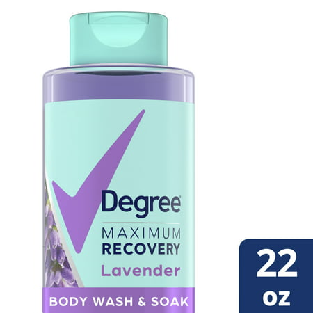 Degree Maximum Recovery Body Wash & Soak Post-Workout Recovery Skincare Routine Lavender Extract + Epsom Salt + Electrolytes Bath and Body Product 22 oz