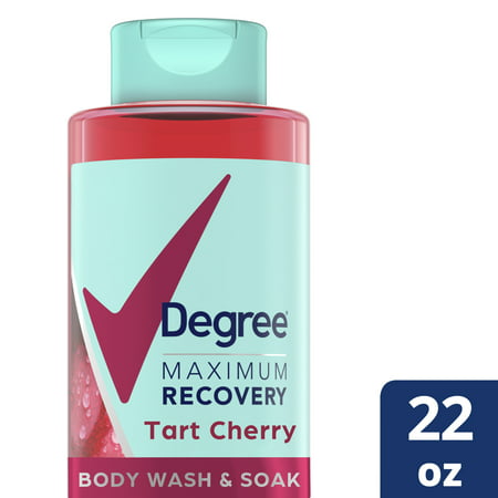 Degree Maximum Recovery Body Wash & Soak Post-Workout Recovery Skincare Routine Tart Cherry + Epsom Salt + Electrolytes Bath and Body Product 22 oz