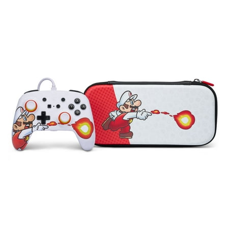 PowerA Enhanced Wired Controller and Slim Case for Nintendo Switch — Mario Fireball