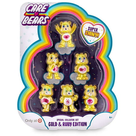 Care Bears Gold & Rube Edition Good Luck Bear  Tenderheart Bear  Share Bear  Cheer Bear  Funshine Bear & Grumpy Bear Collectible Mini Figure 6-Pack