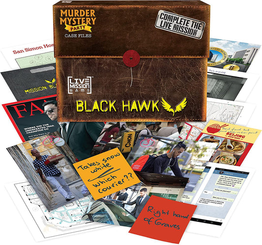 Mission Black Hawk Live Mission Case File from University Games, Use Whatsapp or Telegram Apps to Control Field Agents, Stop The Cartel and Divert The Funds, Real-Time Bank Heist