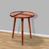 18 Inch Round Acacia Wood Side Accent End Table with 3 Tabletop Sections, Warm Brown