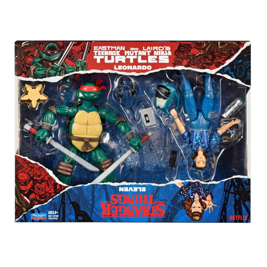 Teenage Mutant Ninja Turtles and Stranger Things Upside Down Remix 6" Leonardo and Eleven Action Figure 2pk