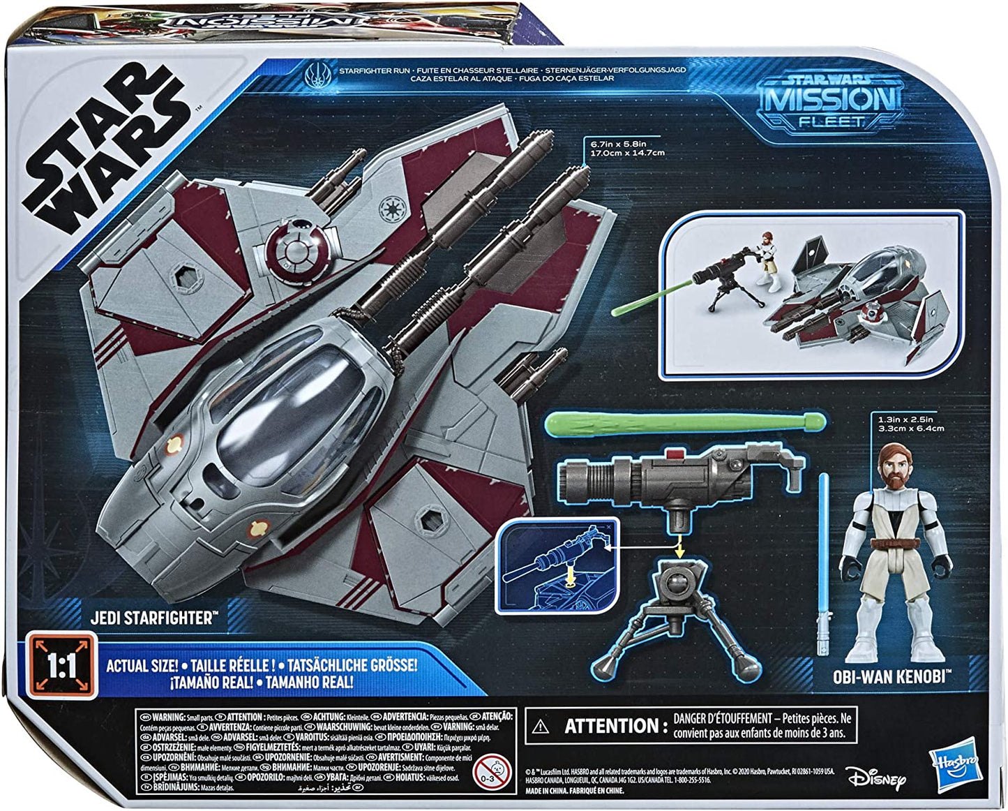 Star Wars Mission Fleet Stellar Class OBI-Wan Kenobi Jedi Starfighter Starfighter Run 2.5-Inch-Scale Figure and Vehicle, Toys for Kids Ages 4 and Up