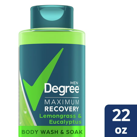 Degree Men Maximum Recovery Body Wash & Soak For Post-Workout Recovery Skincare Routine Lemongrass & Eucalyptus + Epsom Salt + Electrolytes Bath and Body Product 22 oz