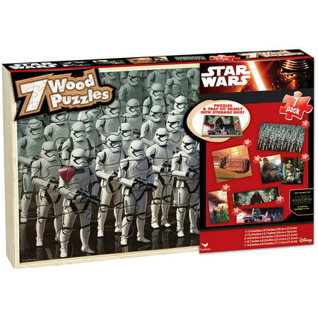 Star Wars The Force Awakens 7 Wood Jigsaw Puzzles in Wood Storage Box