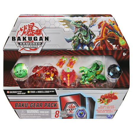 Bakugan Baku-Gear 4-Pack  Sairus Ultra with Baku-Gear and Fused Trox x Nobilious Ultra Collectible Action Figures