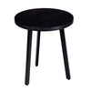 18 Inch Round Mango Wood Side End Table, Grooved Design, Metal Legs, Black