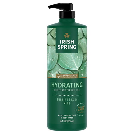 Irish Spring Hydrating Body Wash for Men  Moisturizing Body Wash  with Eucalyptus and Mint Scent  16 Oz Pump