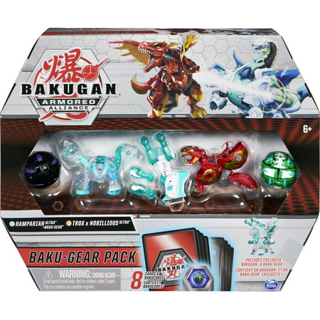 Bakugan Baku-Gear 4-Pack  Ramparian Ultra with Baku-Gear and Fused Trox x Nobilious Ultra Collectible Action Figures