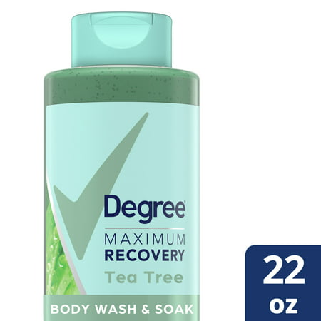 Degree Body Wash & Soak Post-Workout Recovery Skincare Routine Exfoliating Tea Tree + Epsom Salt + Electrolytes Bath and Body Product 22 oz